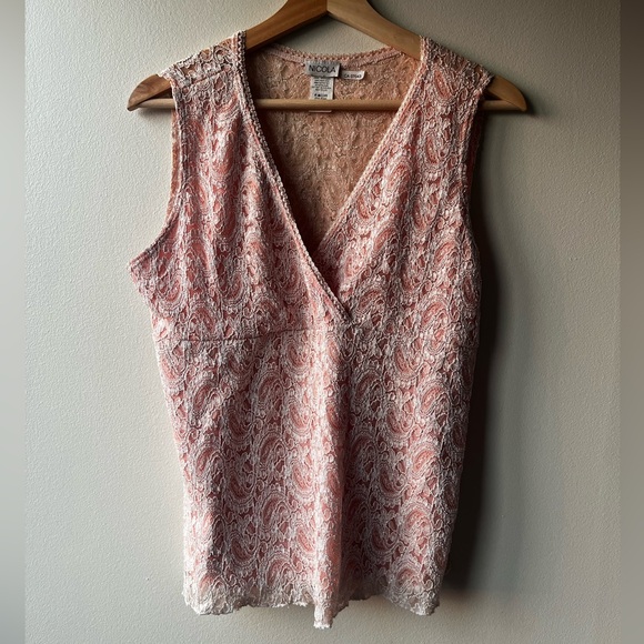 Nicola Lace Pink Vneck Top - Picture 1 of 5